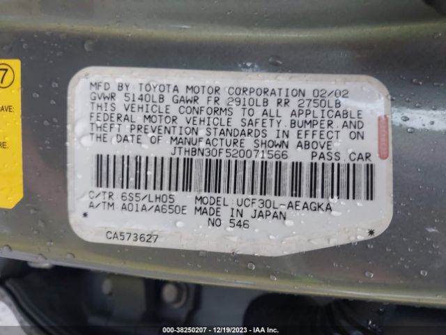 2002 LEXUS LS 430 JTHBN30F520071566 Photo 8