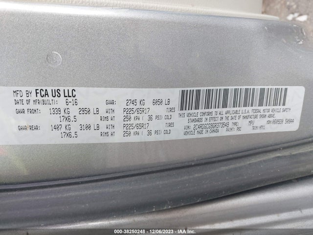 Dodge Grand Caravan Sxt 2016 2C4RDGCG9GR373549 Image 9