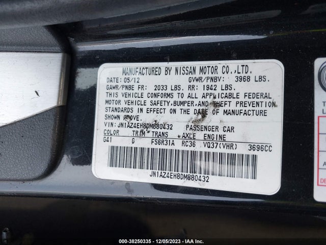 2013 NISSAN 370Z NISMO VIN: JN1AZ4EH8DM880432