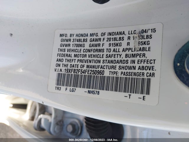 Honda Civic Lx 2015 19XFB2F54FE250960 Image 9