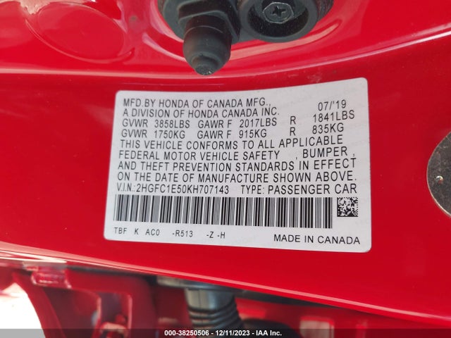 Honda CIVIC SI 2019 2HGFC1E50KH707143 Image 9
