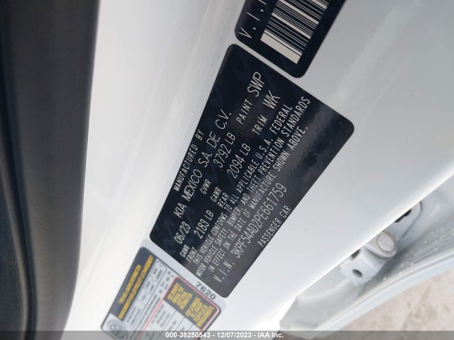 2023 KIA FORTE GT LINE VIN: 3KPF54AD2PE661759