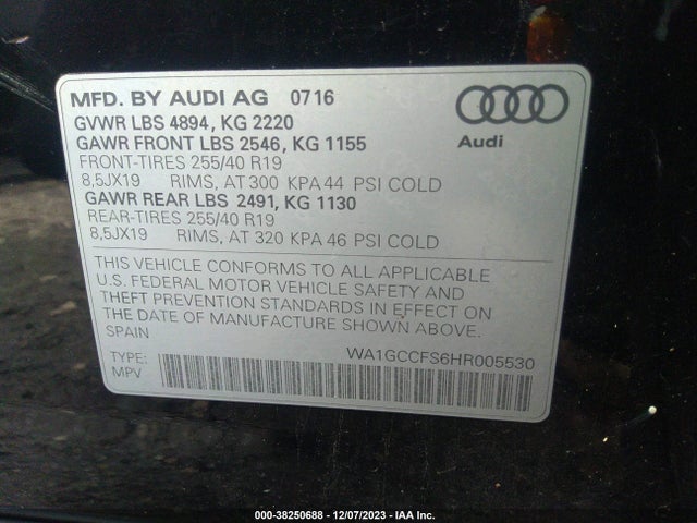 WA1GCCFS6HR005530 Audi Q3 2.0t Premium