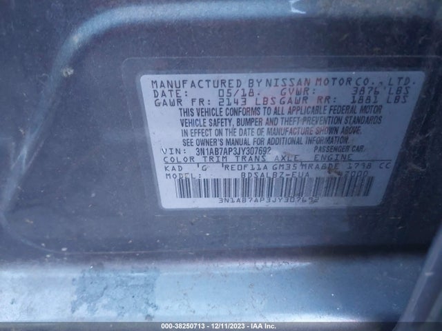 Nissan SENTRA S 2018 3N1AB7AP3JY307692 Image 9