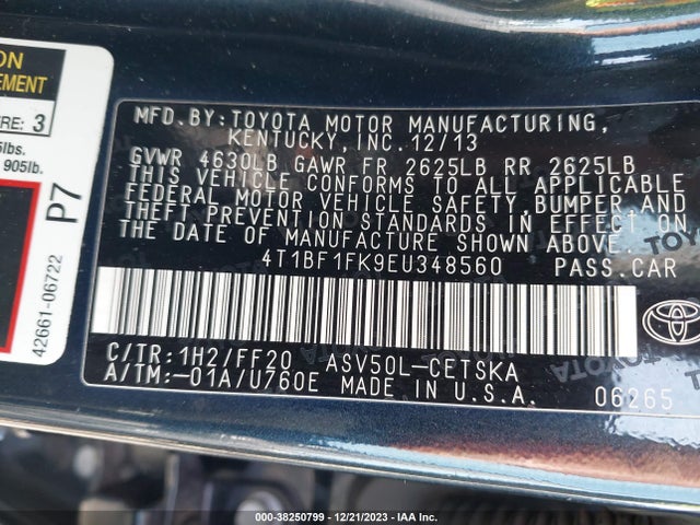2014 TOYOTA CAMRY SE VIN: 4T1BF1FK9EU348560