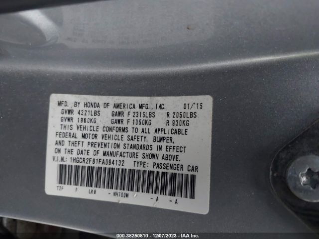 1HGCR2F81FA094132 Honda Accord Ex-l