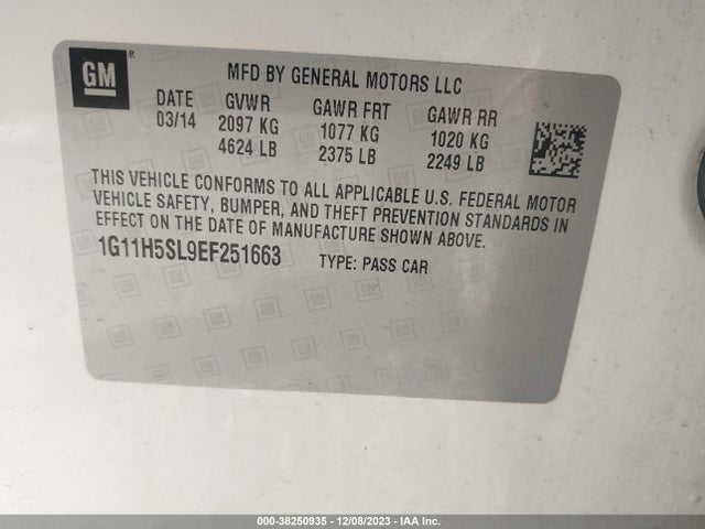 Chevrolet Malibu 1lz 2014 1G11H5SL9EF251663 Image 9