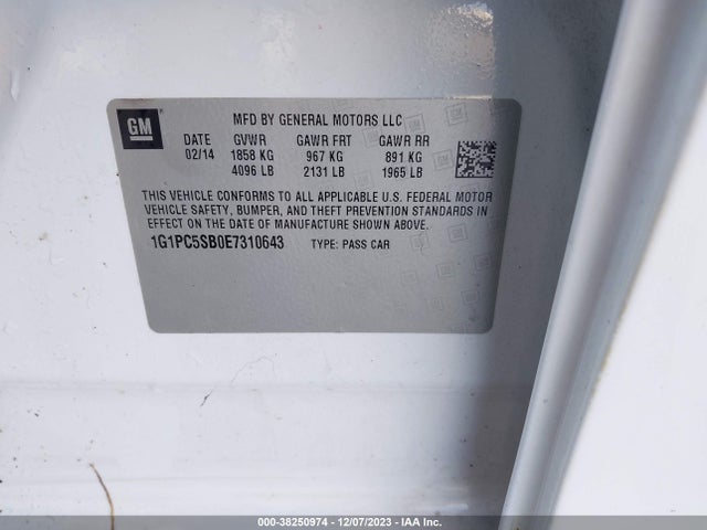 Chevrolet Cruze 1lt Auto 2014 1G1PC5SB0E7310643 Image 9