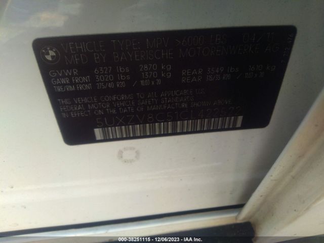 2012 BMW X5 5UXZV8C51CL422522 Photo 8