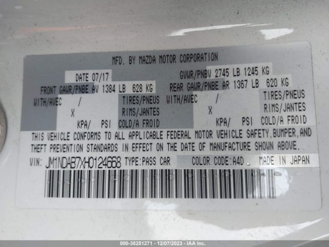2017 MAZDA MX-5 MIATA JM1NDAB7XH0124668 Photo 8