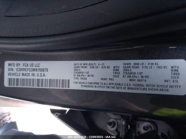 RAM 1500 Big Horn  4x2 57 Box 2021 1C6RREFG3MN769879 Image 9