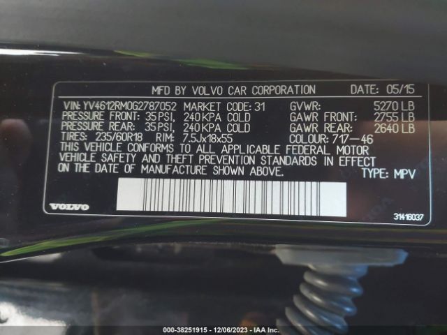 YV4612RM0G2787052 Volvo Xc60 T5 Platinum