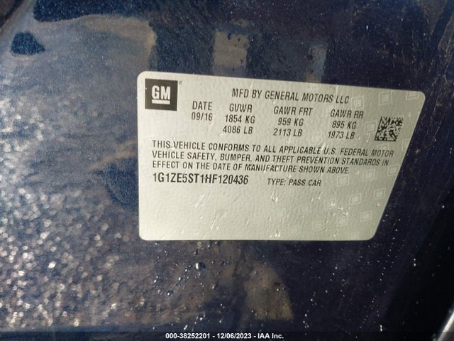 Chevrolet MALIBU LT 2017 1G1ZE5ST1HF120436 Image 9