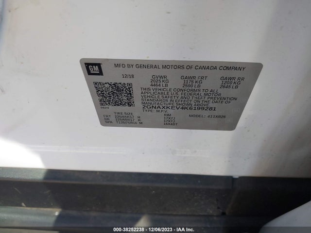 Chevrolet EQUINOX LT 2019 2GNAXKEV4K6199281 Image 9