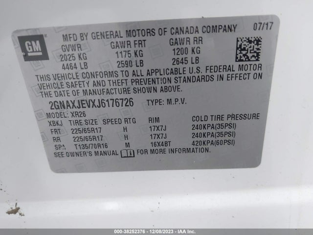 Chevrolet EQUINOX LT 2018 2GNAXJEVXJ6176726 Image 9