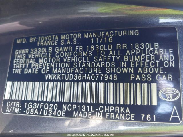 VNKKTUD36HA077948 Toyota YARIS L