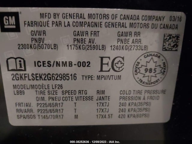 GMC Terrain Sle-1 2016 2GKFLSEK2G6298516 Image 9