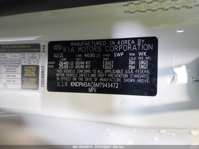 KIA Sportage Lx 2021 KNDPM3AC6M7943472 Image 9