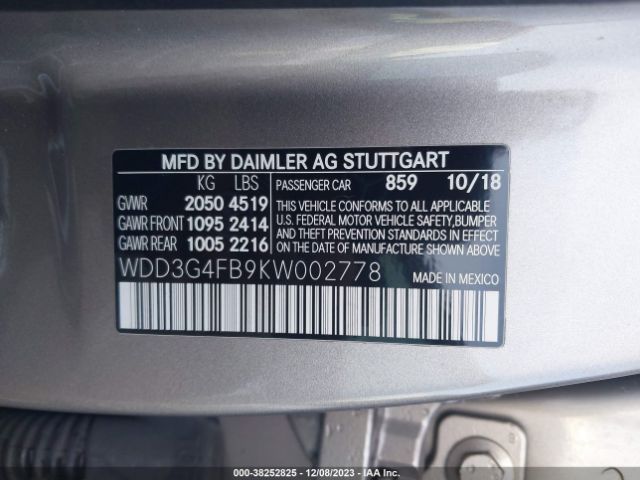 WDD3G4FB9KW002778 Mercedes-Benz A 220 4matic