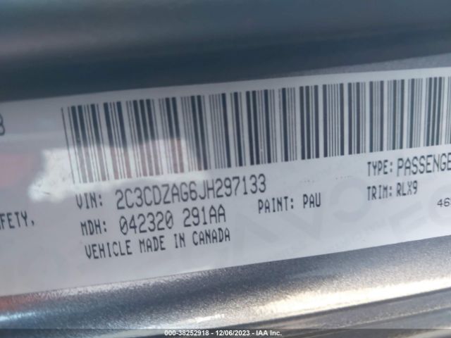 2C3CDZAG6JH297133 Dodge Challenger Sxt Plus