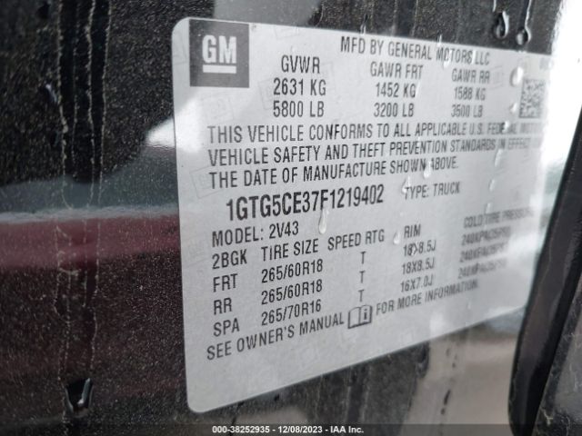 1GTG5CE37F1219402 GMC CANYON SLT