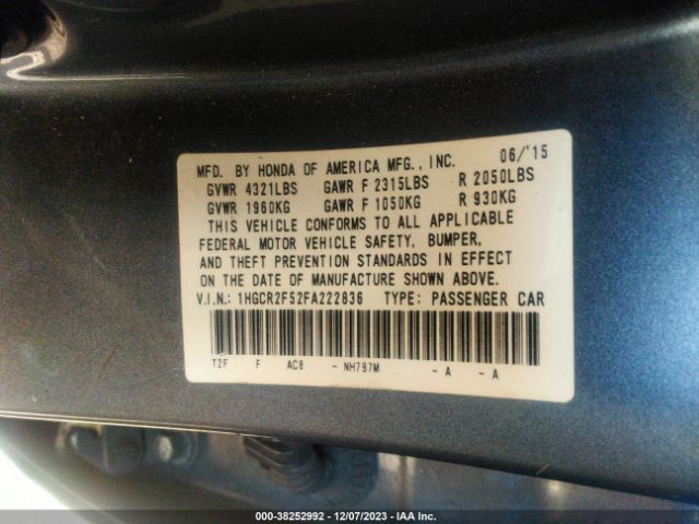 1HGCR2F52FA222836 Honda Accord Sport
