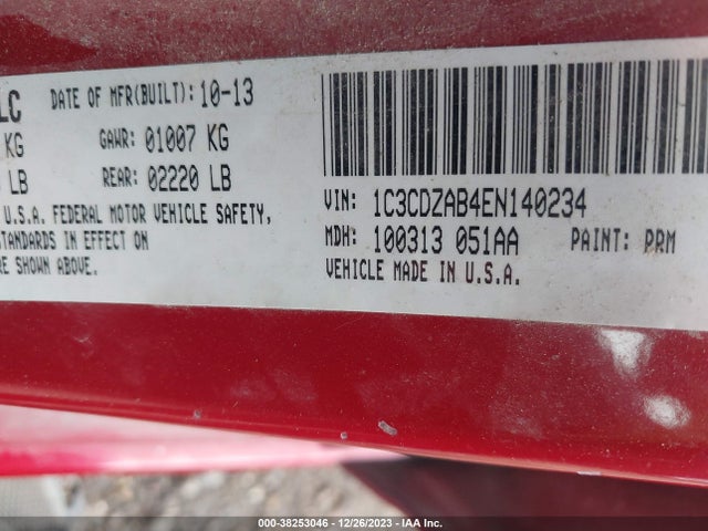 Dodge AVENGER SE 2014 1C3CDZAB4EN140234 Image 9