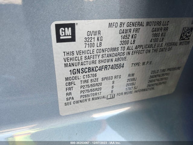 Chevrolet Tahoe Lt 2015 1GNSCBKC4FR740584 Image 9