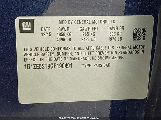 Chevrolet MALIBU LT 2016 1G1ZE5ST9GF190491 Image 9