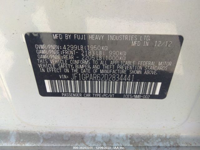 2013 SUBARU IMPREZA WAGON JF1GPAR62D2834441 Photo 8