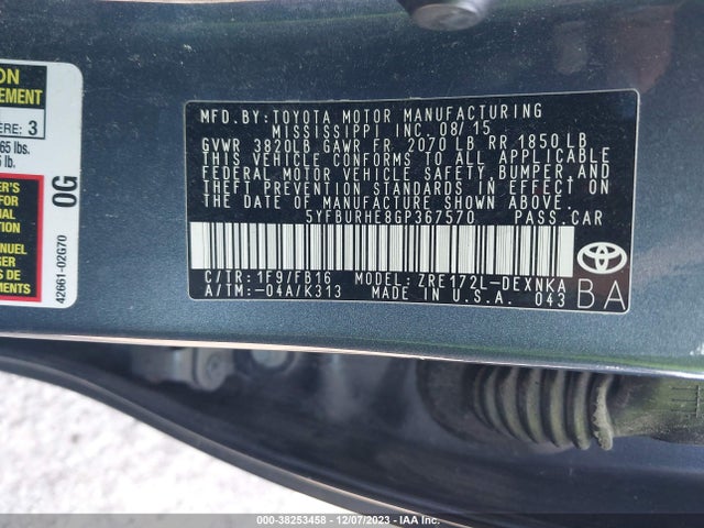 Toyota Corolla Le Plus 2016 5YFBURHE8GP367570 Image 9
