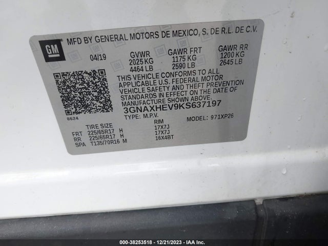 Chevrolet EQUINOX LS 2019 3GNAXHEV9KS637197 Image 9