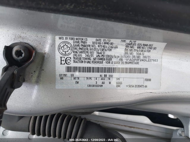 2013 FORD FOCUS SE VIN: 1FADP3F24DL227953