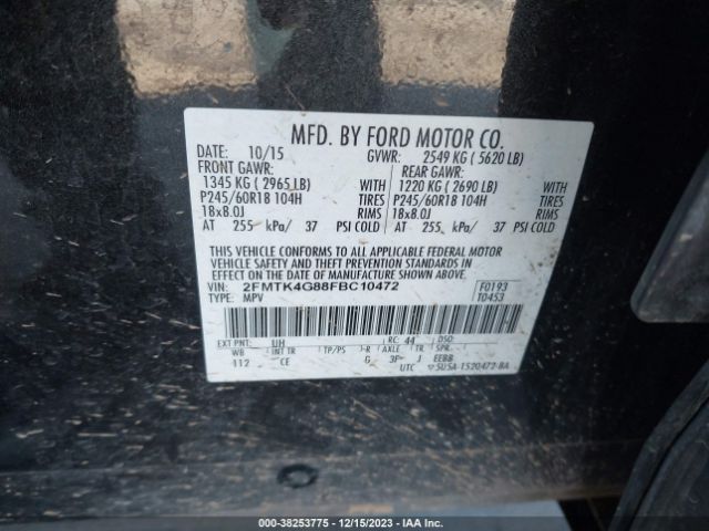 2FMTK4G88FBC10472 Ford EDGE SE