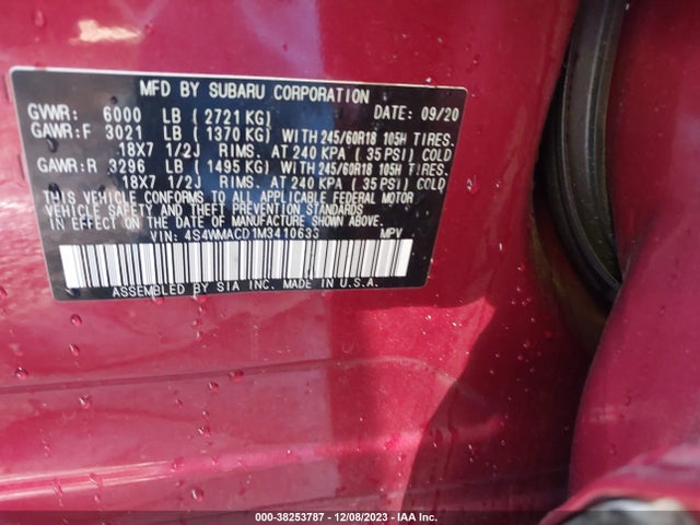 Subaru Ascent Premium 2021 4S4WMACD1M3410633 Image 9