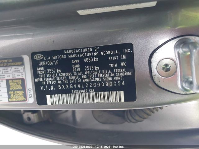 5XXGV4L22GG090054 KIA Optima Sxl Turbo