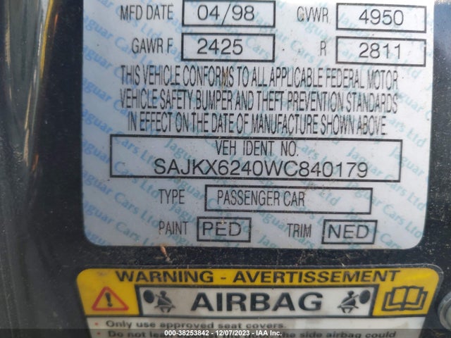 1998 JAGUAR XJ8 SAJKX6240WC840179 Photo 8