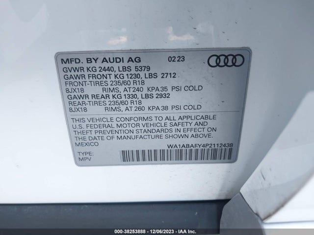 WA1ABAFY4P2112438 Audi Q5 Premium 40 Tfsi Quattro S Tronic