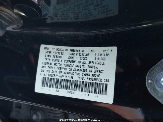 Honda Accord Sport 2015 1HGCR2F57FA182799 Image 9