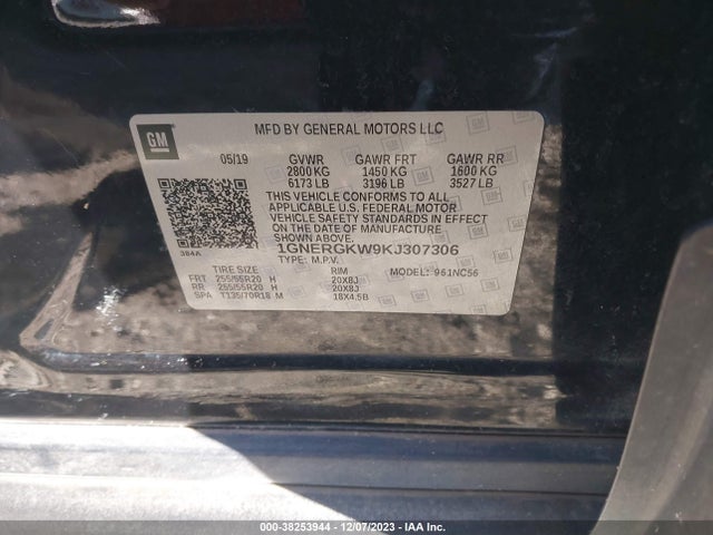 Chevrolet Traverse 1lt 2019 1GNERGKW9KJ307306 Image 9