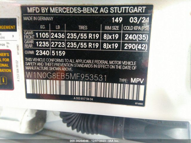 W1N0G8EB5MF953531 Mercedes-Benz Glc 300 Suv