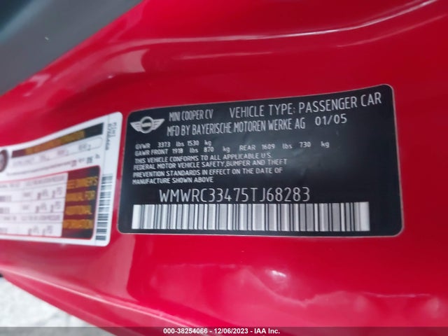 2005 MINI COOPER WMWRC33475TJ68283 Photo 8