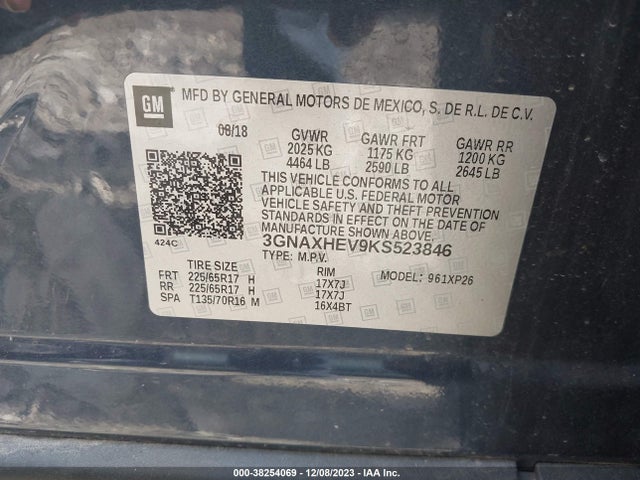 Chevrolet EQUINOX LS 2019 3GNAXHEV9KS523846 Image 9