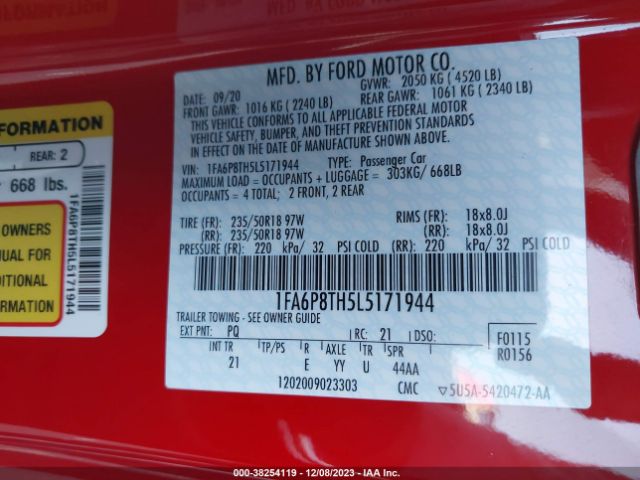 1FA6P8TH5L5171944 Ford Mustang Ecoboost