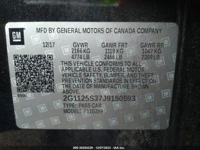 Chevrolet IMPALA 2LZ 2018 2G1125S37J9150593 Image 9