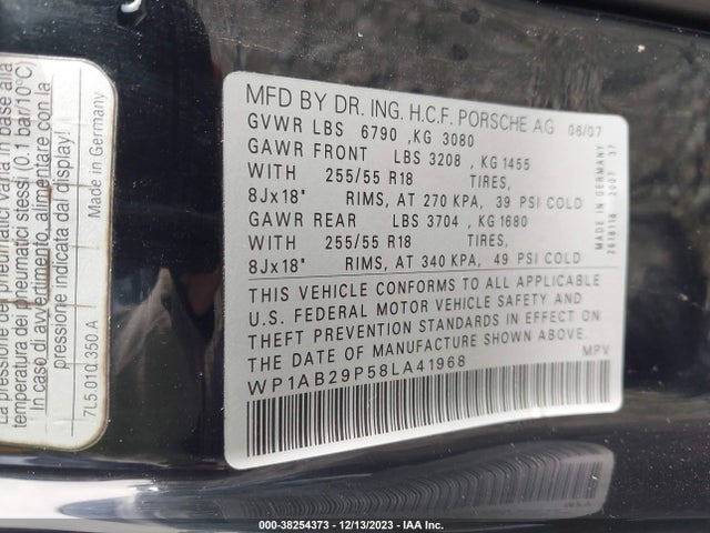 2008 PORSCHE CAYENNE WP1AB29P58LA41968 Photo 8