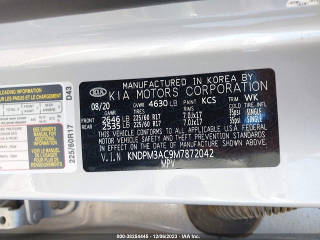 2021 KIA SPORTAGE LX VIN: KNDPM3AC9M7872042