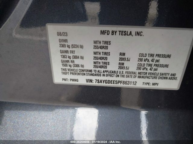 7SAYGDEE5PF863112 Tesla Model Y Awd/long Range Dual Motor All-wheel Drive