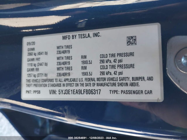 2020 TESLA MODEL 3 5YJ3E1EA9LF806317 Photo 8