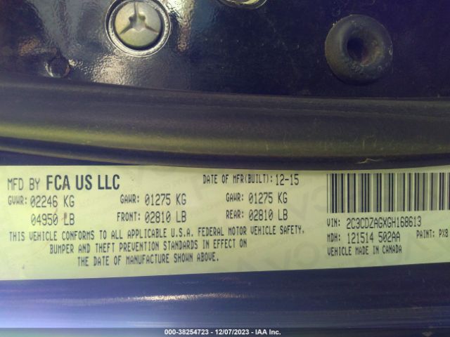 2C3CDZAGXGH168613 Dodge Challenger Sxt Plus